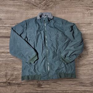 💥Vintage LL Bean Warm-Up Green Jacket Full Zip Gray Fleece Lining SIZE LT Tall